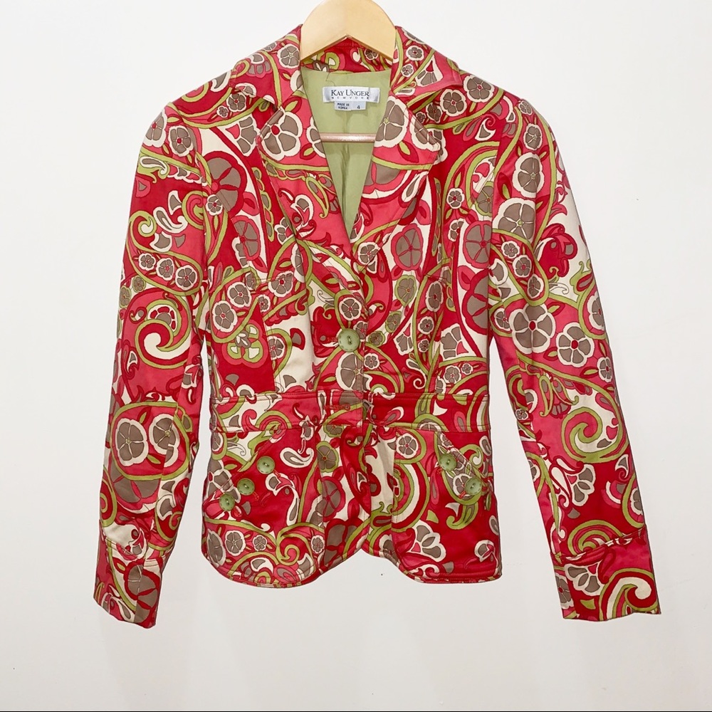 Kay Unger Retro Patterned Paisley Blazer